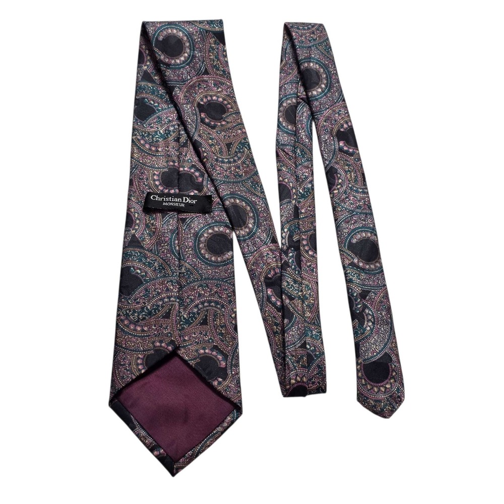 Christian Dior Monsieur Paisley Silk Tie Men's Necktie Multicolor Luxury Formal